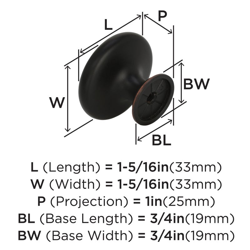 Amerock | Cabinet Knob | Oil Rubbed Bronze | 1-5/16 inch (33 mm) Diameter | Inspirations | 1 Pack | Drawer Knob | Cabinet Hardware - Image 3